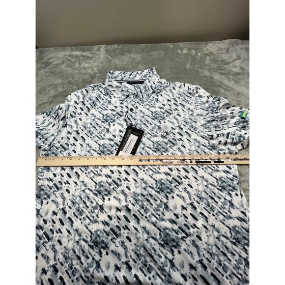 7Diamonds Mr. Blue Sky 4-Way Stretch Polo Mens Large NWD Pullover Bahamas Flag - Picture 4 of 13